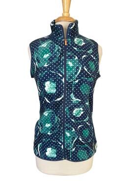 ADIDAS Winter Fleece Dot Snow Vest Sz Small Womens  Full Zip Pockets Blue Green